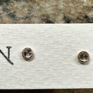 Handmade Gold and Cubic Zirconia Stud Earrings